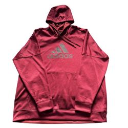 ADIDAS CLIMAWARM HOODIE MENS 3XL RED PULLOVER SWEATSHIRT BIG LOGO ATHLETIC