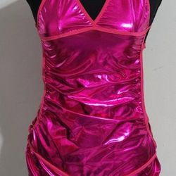 Women 2 Piece Bikini Pink Metallic  Small Bathing Suit  . Super Hot 🔥