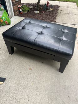 Black Ottoman with small drawer