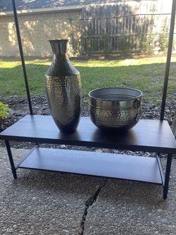 Silver Flower Pot And Bowl