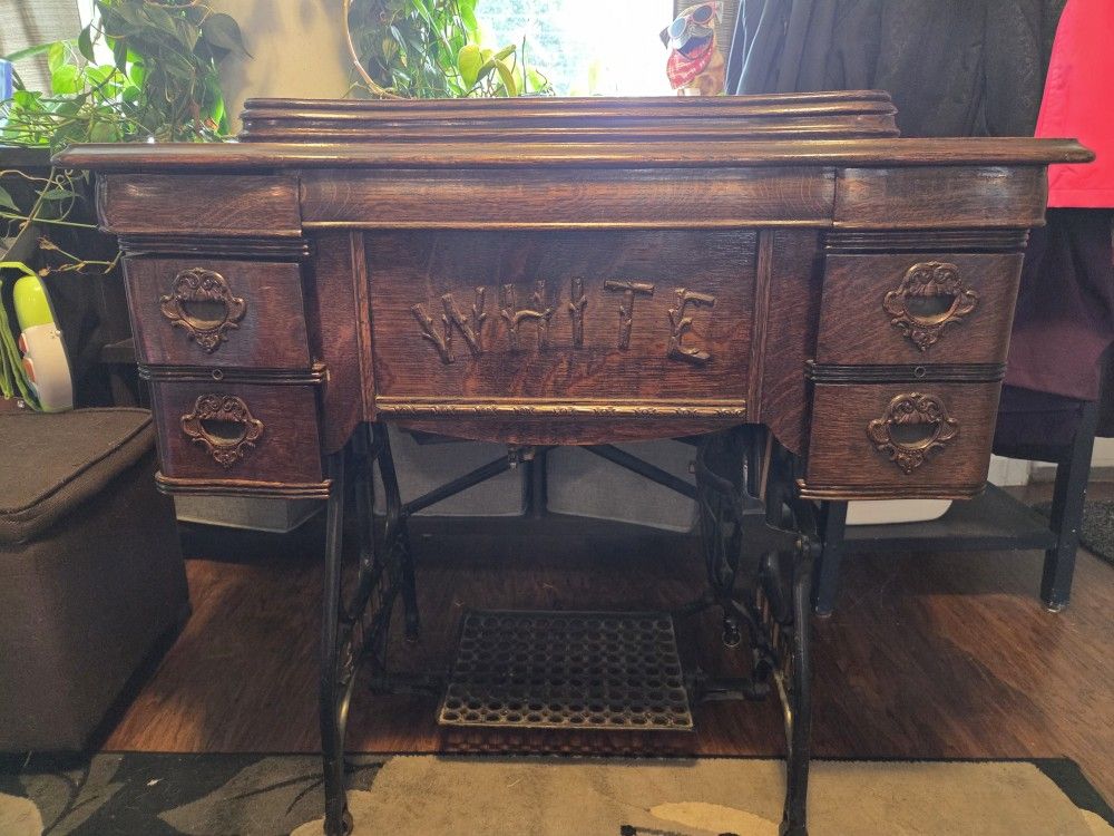 Antique White Rotary Sewing Machine