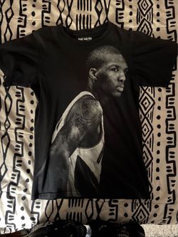 Damian Lillard Shirt Adidas Go To Tee Black Graphic All Over Print
