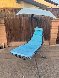 Outdoor Hanging Chaise Lounge with Canopy