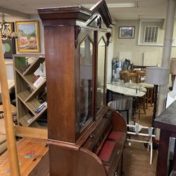 Leather Roller Top Secretary Desk
