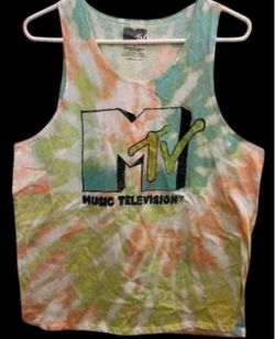 Vintage Look MTV Music TV Tank Top Unisex Large Tie Dyed