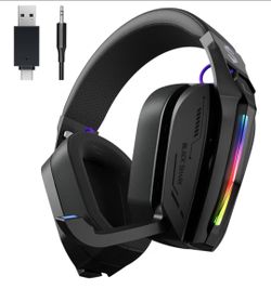 Black Shark Wireless Gaming Headset, Bluetooth 6.0 Gaming Headphones with USB and Type-c Connector, 7.1 Surround Sound for PC, PS5, PS4, Noise Canceli