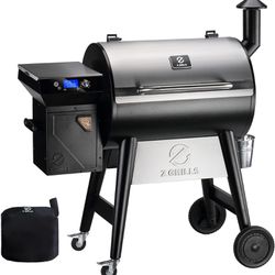 Z GRILLS Wood Pellet Grill Smoker with PID 2.0 Technology, Meat Probes, 697 sq in Cooking Area, Rain Cover for Outdoor BBQ, 7002C2E