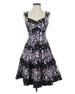 Black & Purple Floral Fit-and-Flare Dress (Size 2, WHBM)