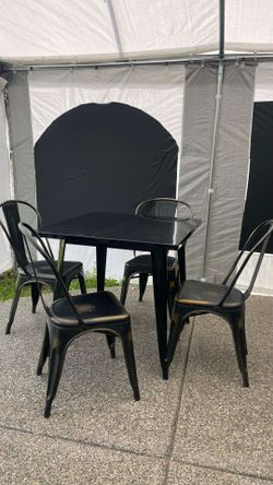 METAL CHAIRS AND TABLE