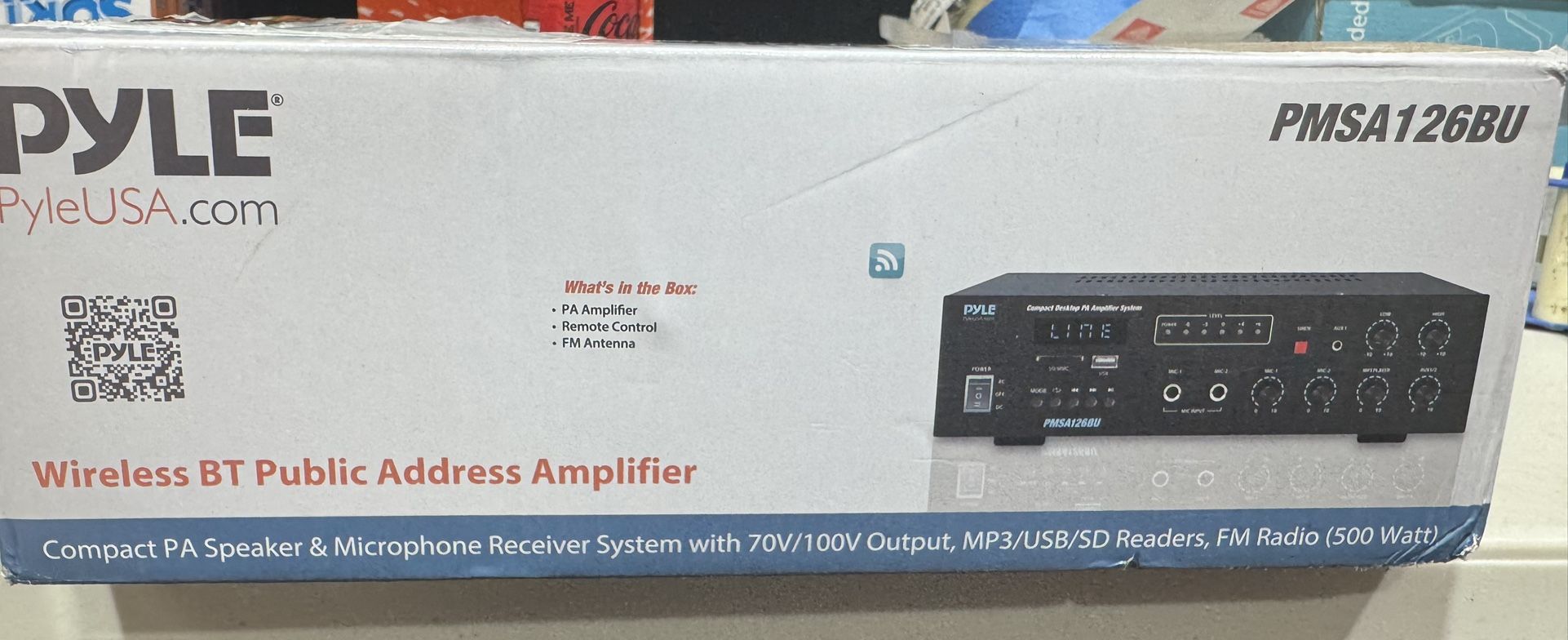 Pyle Wireless Bluetooth Public Address Amplifier - 500W Compact Mini Digital Home Power Audio Sound PA Receiver System w/ 70V 100V Output, Mic Input,