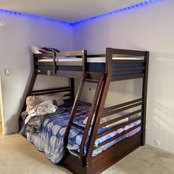 Wooden Bunk Bed Full And Twin Mattress Included