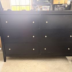 Black 6-Drawer Dresser (Modern Style)