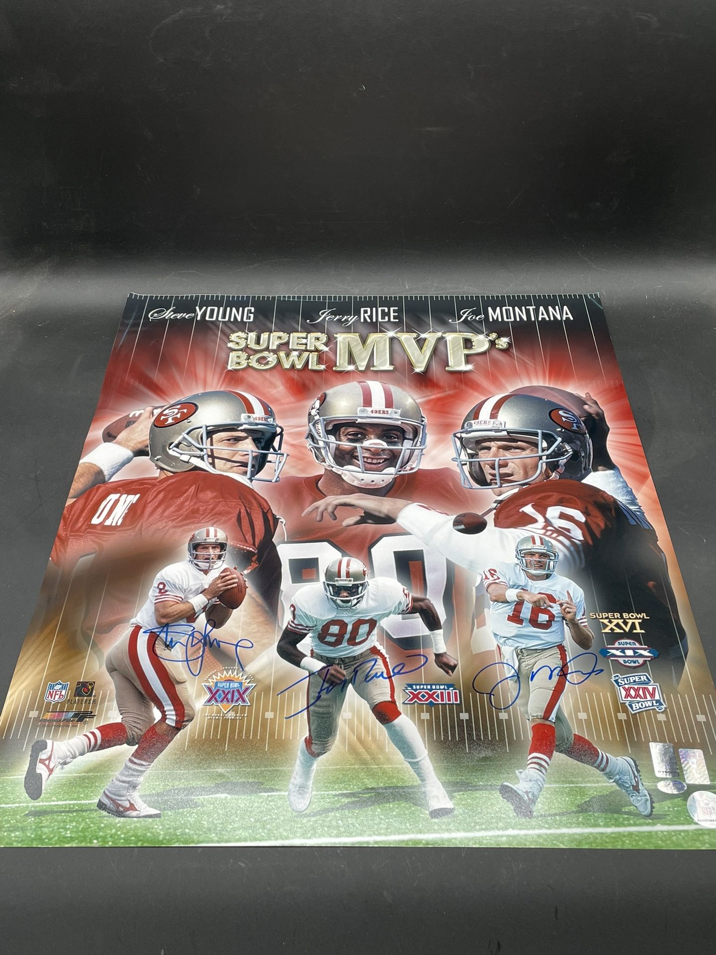 Signed Jerry Rice, Steve Young And Joe Montana Poster With Certified Authenticity