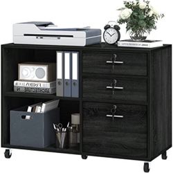 Bookshelf and Wood File Cabinet Home Office Furniture Set           BROWN  