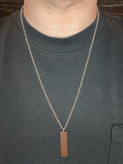 Stainless Steel dog tag rectangular pendant necklace chain