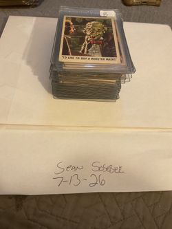 1959 Topps You’ll Die Laughing Monster cards 57 cards in plastics   Awesome vintage cards