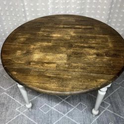 Round Drop-Leaf Wooden Dining Table