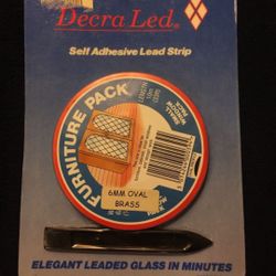 LEAD STRIP FOR STAINED GLASS - Self Adhesive 6mm Oval Brass, 10m Length