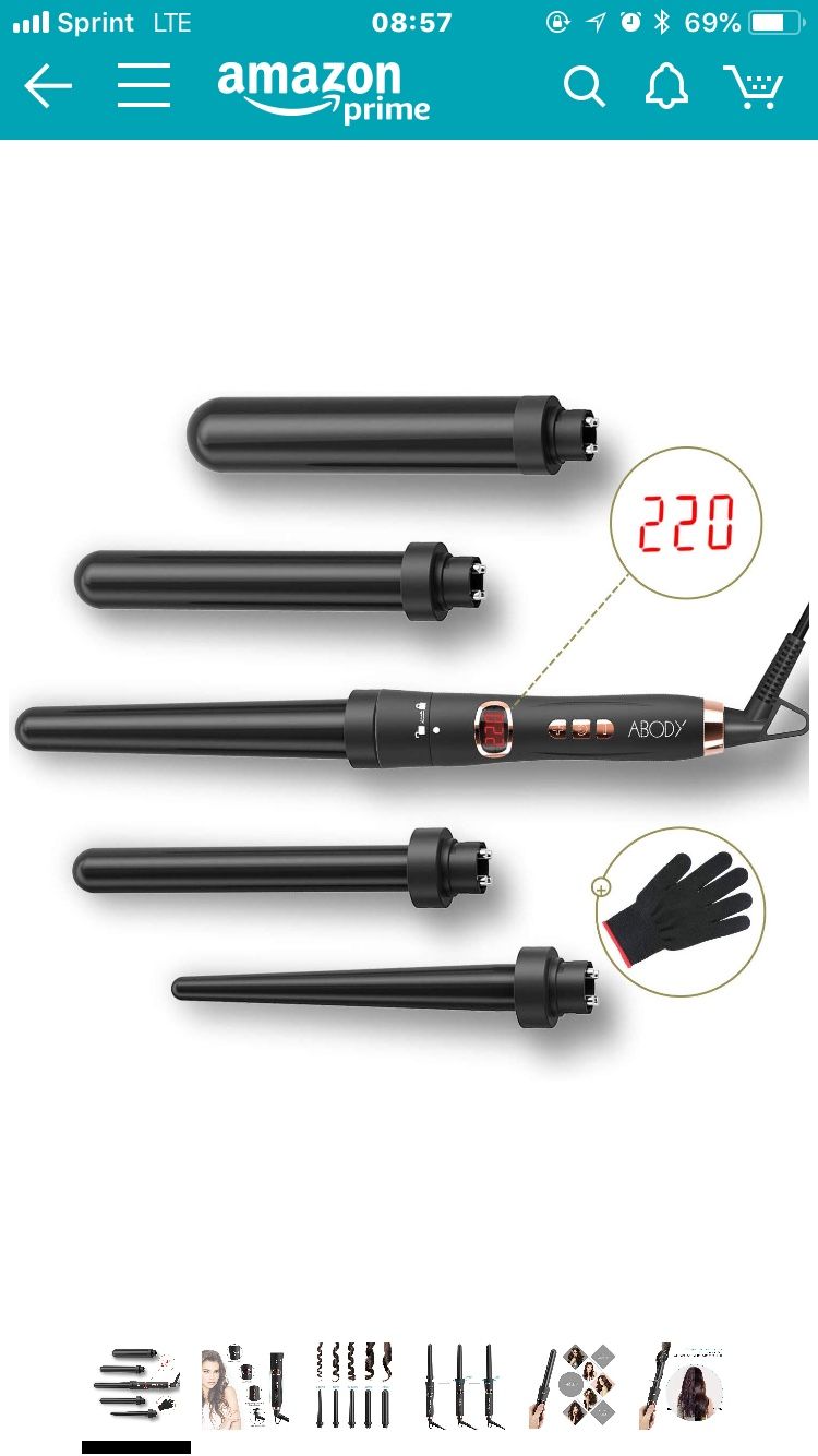 Abody 5 in 1 Curling Iron, Curling Tongs Professional Curling Wand Set With 5 Interchangeable Hair Curler Ceramic Barrels for All Hair Types with a H