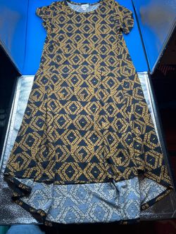 LuLaRoe black gold geometric maxi dress knee length XS