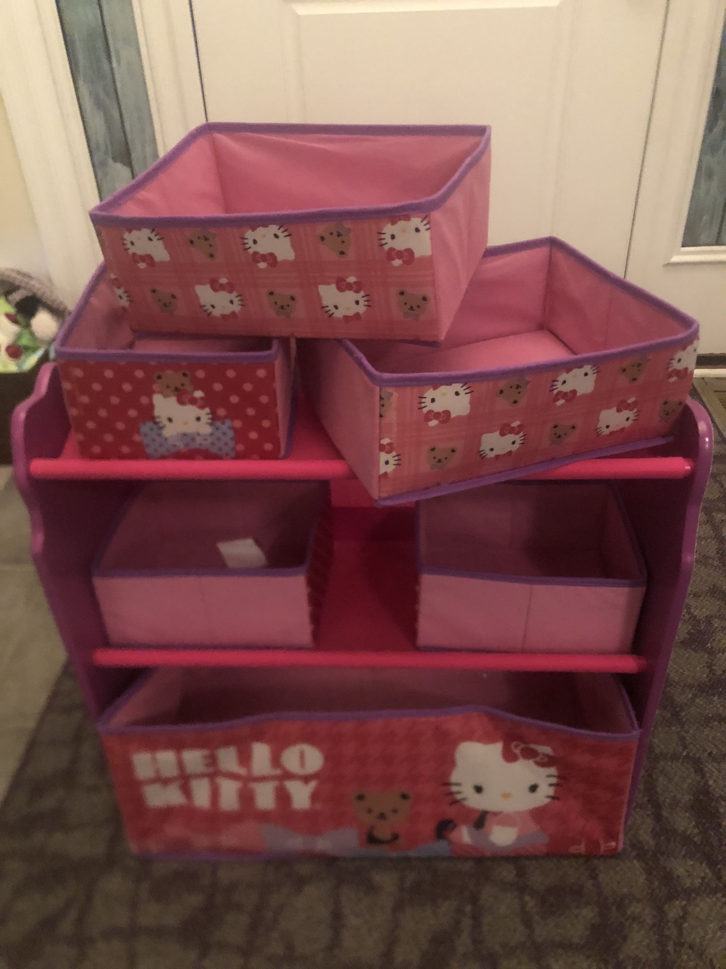 Hello Kitty Kids Shoe Rack With Storage Fabric Boxes