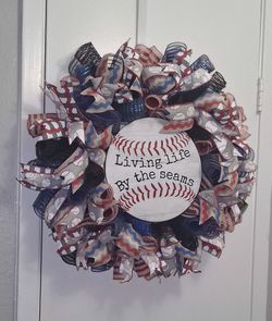 Baseball door wreath