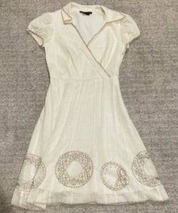 White Wrap Dress with Embroidered Details