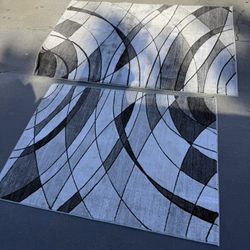 2 Set Black Rug With Design 