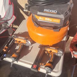 Ridgid 6 Gallon Air Compressor And 2 Nailers Kit!!!