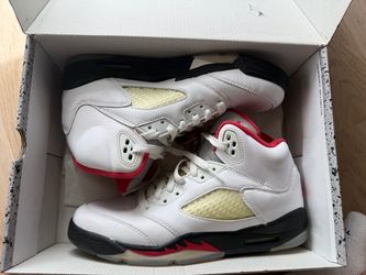 Jordan 5 Fire Red Silver Tongue Size 7Y