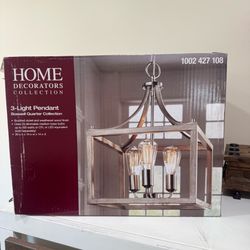 New Stylish chandelier has rustic farmhouse design.