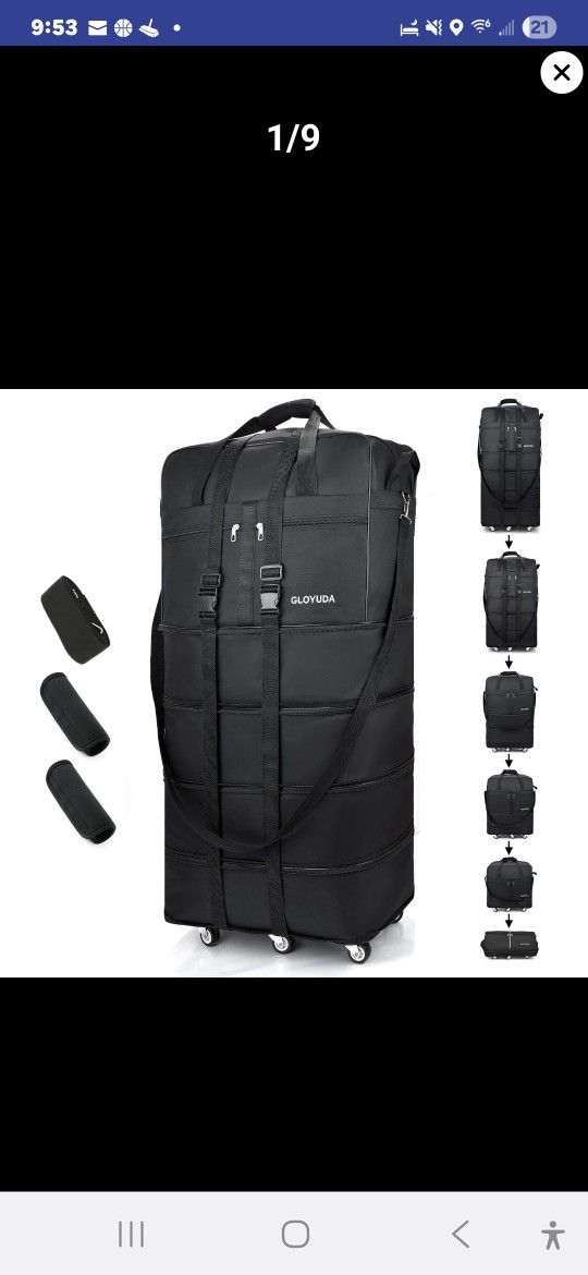 Expandable Foldable Luggage, 42" Suitcase With Spinner Wheels, Rolling Duffle Travel Bag