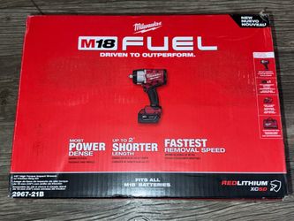 New Milwaukee  M18 FUEL 1/2" High Torque Impact Wrench Friction Ring Kit it w/One 5.0 Ah Battery, Bag, & Charger