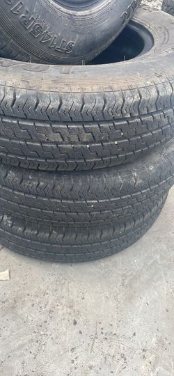 4 used tires ST145R12 trailer tires $100 including tax installation and balance