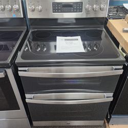 30 in. Burner Element Free-Standing Double Oven Electric Range in Stainless Steel with Convection and Air Fry