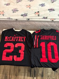 SF 49ers McCaffrey #23 & Garoppolo #10 Jersey bundle men’s size large both for only $35!!!!!