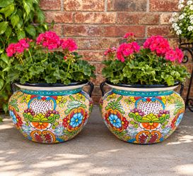 Mexican Talavera Planters, Pottery, Clay Pots.