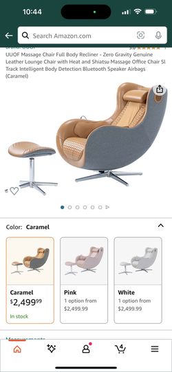 UUOF Massage Chair Full Body Recliner - Zero Gravity Genuine Leather Lounge Chair with Heat and Shiatsu Massage Office Chair Sl Track Intelligent Body