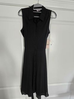 Black Sleeveless Button-Down Shirt Dress