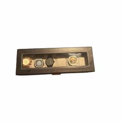 Black Multi Watch Presentation Box Clear Window Top Faux Leather Holds 6