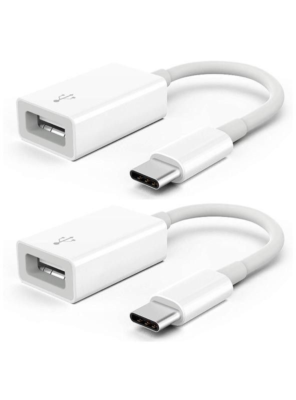 USB Type - C to USB - A Male (2-Pack) | Mini Cable Adapter | iOS Compatible | Android Compatible | Microsoft Compatible | For Gaming | Transfer Files.