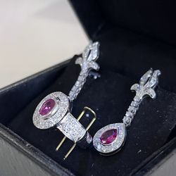One Pair 14k White Gold Earrings