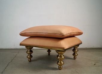 1980’s Hollywood Regency Solid Brass Ottoman / Foot Stool