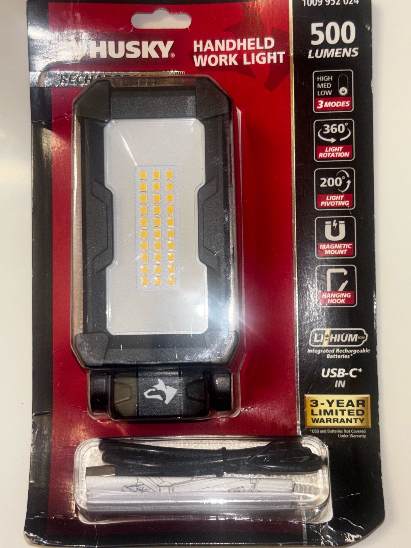 Husky handheld work light 500 looms …