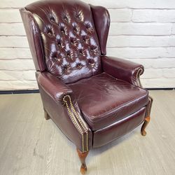 Vintage Maroon Tufted Leather Recliner Chair