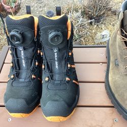 Work Boots Black Ones Size 10 Brown Are 13w 70.00 Each Pair Both New 