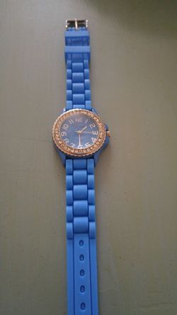 Blue Rubber Wrist Watch