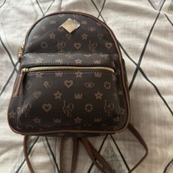 Claire’s Brown Status Icons Small Backpack