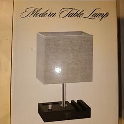 Bedside Table Lamp w/Dual Fast USB Charging Ports Fully Dimmable Nightstand Lamp w/2 Phone Stands & 2 Outlets Desktop Lamp For Rooms 💯% Brand New