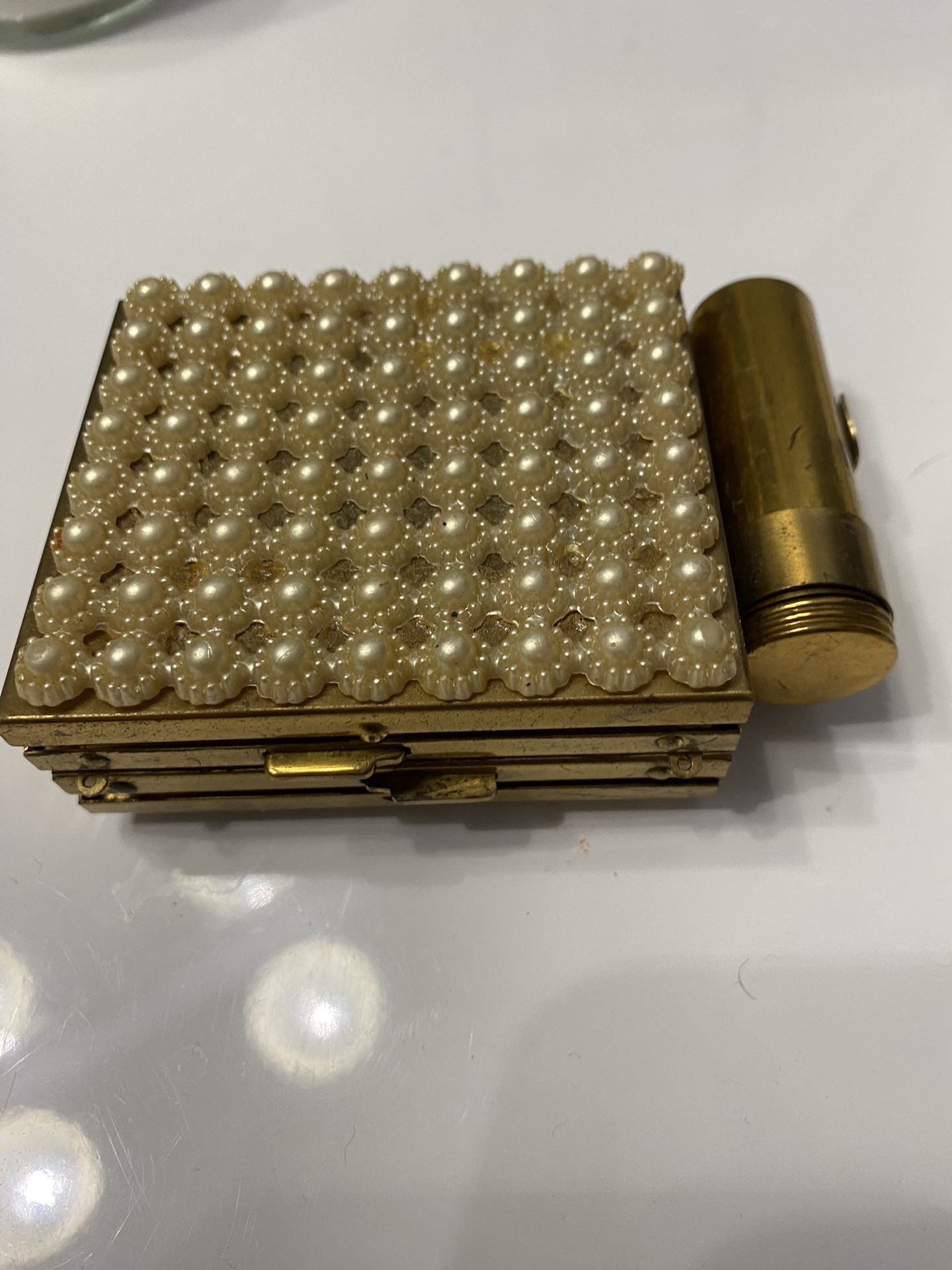 Vintage Compact And lipstick Case